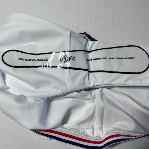 Revolve VDM The Label Izzy High Rise Bikini Bottoms White Red Blue Small/4 NWT - Picture 5 of 8